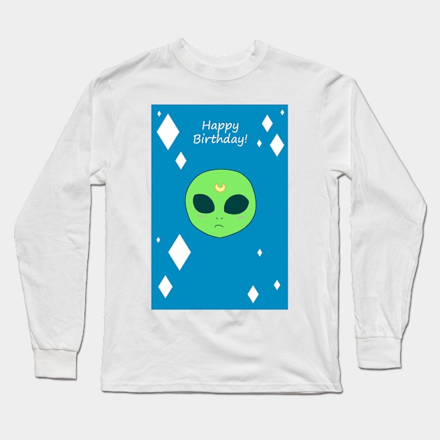 Happy Birthday - Alien Face Long Sleeve T-Shirt by saradaboru